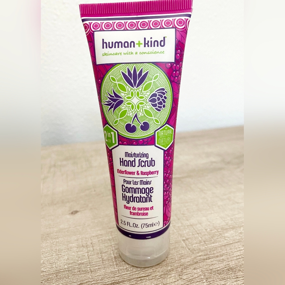 NEW "Human + Kind" Moisturizing Hand Scrub- Elderflower & Raspberry 2.5 fl oz